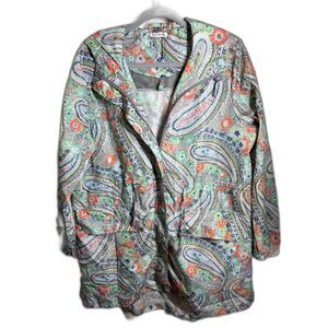 Vera Bradley Citrus Paisley Packable Hooded Raincoat Floral Travel Jacket